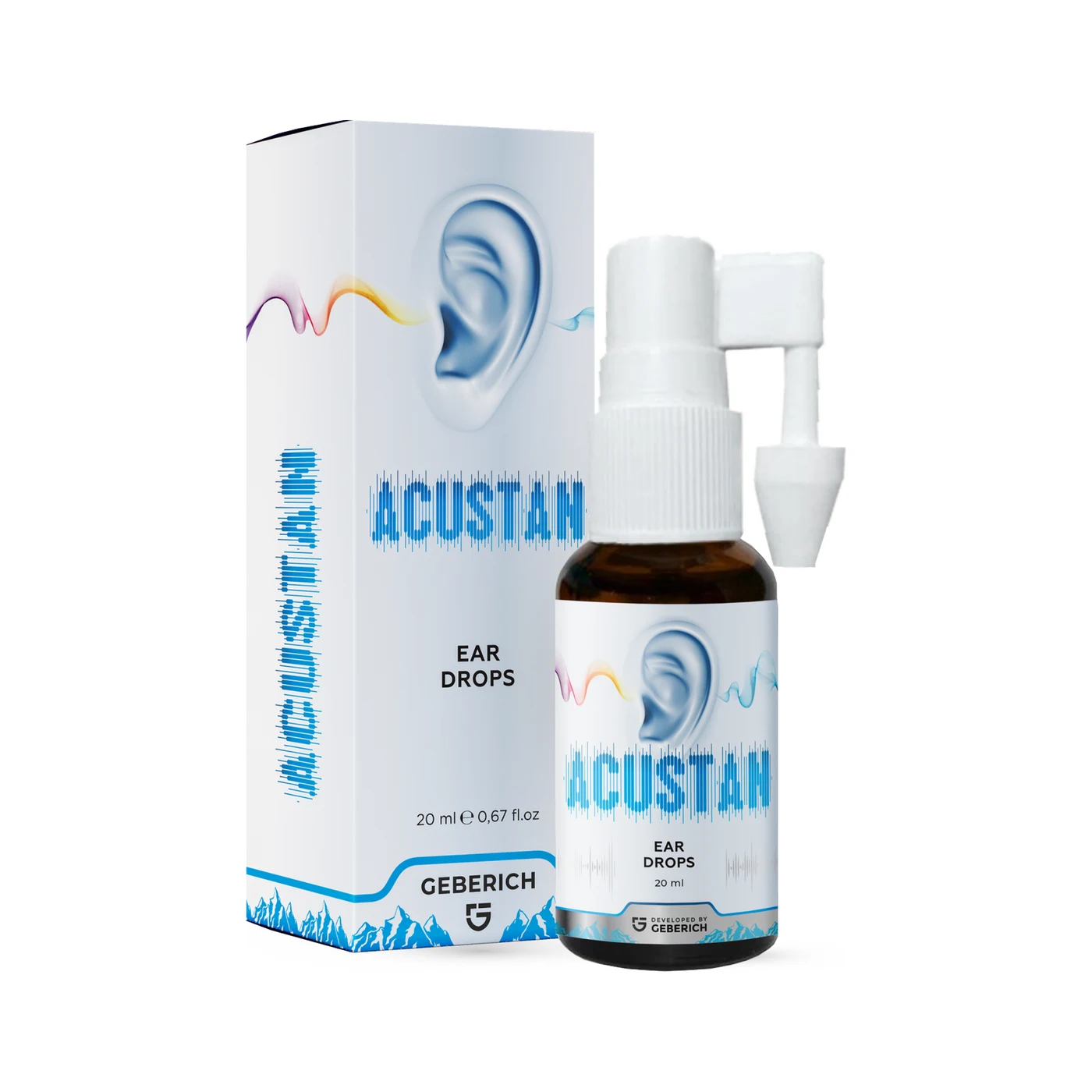 Acustan — Gocce auricolari per uso esterno, flacone da 20 ml